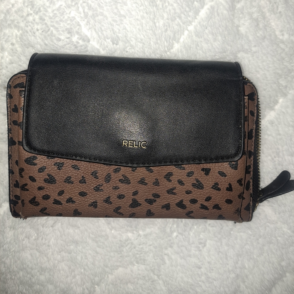 Relic Black and Brown Patterned Wallet